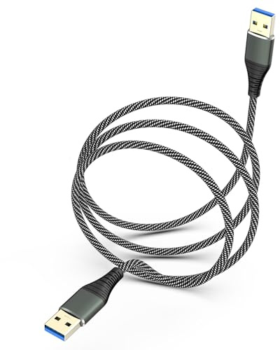 TIGOJH USB 3.0 cable 1M,USB A male to A male nylon connection cable, 5Gbps super speed, gold-plated connector for HDD, DVD, printers, cameras,Fan Cooler