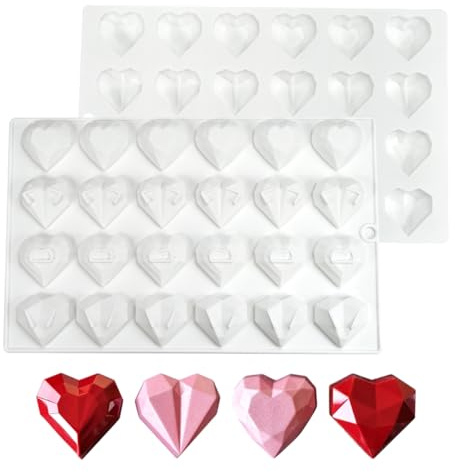 Mostsom Stampo in Silicone per Mousse al Cioccolato, Stampi a Forma di Cuore Diamante per Dolci e Gelato, Stampo da Forno Flessibile Antiaderente a 24 Scomparti (E_ Diamante)