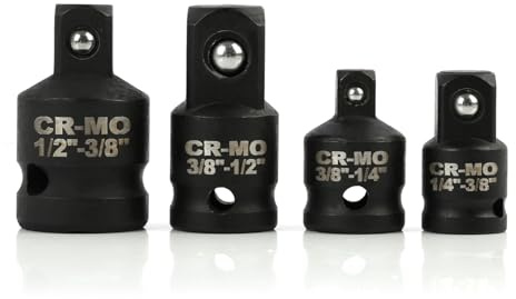 4 Pièces Adaptateur Douille, Adaptateur à Cliquet, Adaptateurs de Douille, Convertisseurs de Taille 1/4 vers 3/8, 3/8 vers 1/4, 3/8 vers 1/2, 1/2 vers 3/8, pour Douilles à Cliquet (Noir)