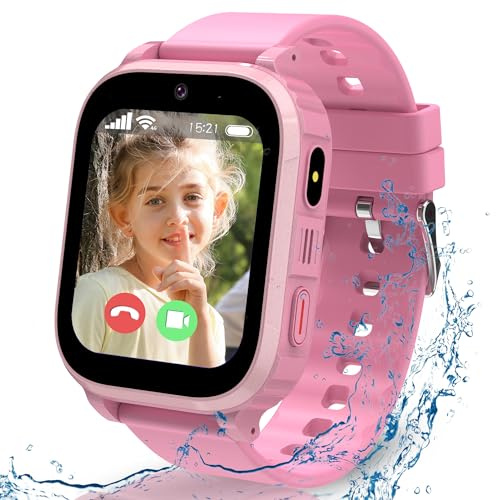 Smartwatch Bambini GPS, 4G Orologio Smartwatch Bambini Telefono Videotelefono per Ragazzo Ragazza IP68 SOS Modalità Scuola Voce Chat Giochi Sveglia Orologio Bambino Regalo Natale per Bambino Bambina
