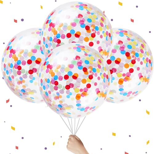 LUKIUP Palloni Colorato a Coriandoli, 4 Pezzi Pallone XXL, Palloni 36 Pollici, 90 CM Grandi Pallonie Trasparenti, pallonie giganti per matrimoni, compleanni, Natale