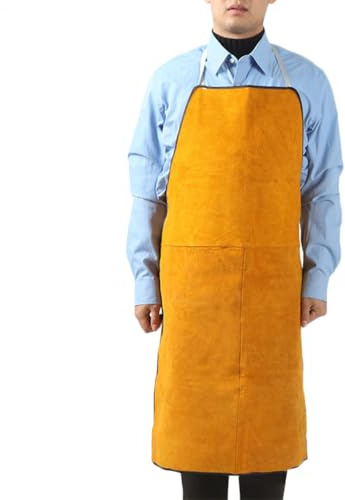 Flame Resistant Equipment, Industry Heat Blocking Apron, Cowide Protective Welding Garment, Heat Resistant Split Leather Chest Shield, Durable Apron for Metalwork and Machining