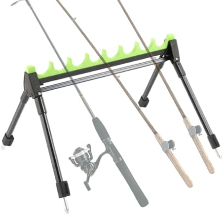 de Soportes para Cañas de Pescar en Suelo para Pesca | Organizador de Cañas Telescópico de 12 Espacios para Agua Salada,Soporte Ligero para Cañas de Pesca para Uso en Mar Río Agua Salada