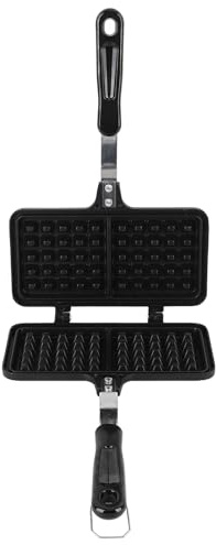 Depisuta Pouple de Gaufre à la Pointe, Fabricant de Gaufres Double Face avec Revêtement sans Bâton pour le Chauffage, le Gaufrier Compact en Aluminium pour le Petit Déjeuner et le Camping