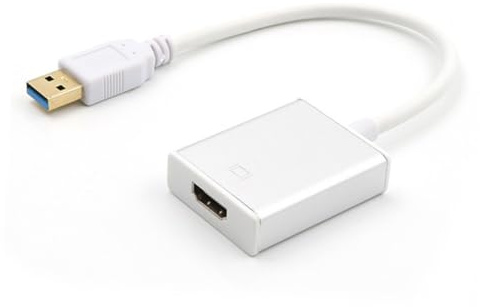 MERRYHAPY Adaptateur USB 30 vers Interface vidéo Argent Câble Convertisseur Vidéo pour PC Portable Moniteur et Projecteur Compatible Multi-écran Jusqu’à Écrans Support Résolution Haute