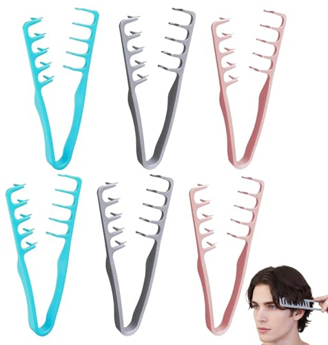 6 Stück Textur Kamm Mit Volumen Kamm Und Strähnenkamm, Haarstyling Styling-Werkzeuge Für Lockenkamm Naturlocken, Inklusive 3 Farben Und OPP Beutel