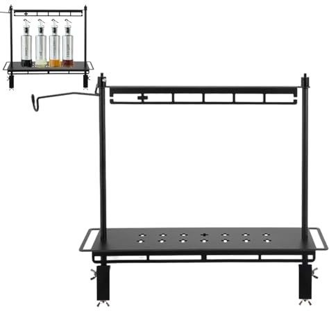 Table de camping pliable - Étagère de rangement pliable - Support d'organisation robuste - Cadre en aluminium léger - Support d'étagère de pique-nique portable pour tasses, bouteilles, casseroles