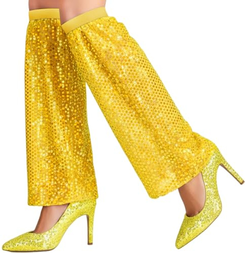 Tgsedr 1 Paar Glitzer Beinstulpen für Frauen Karneval Disco Accessoires Damen Retro Pailletten Stulpen 70s Jahre Outfit für Karneval Maskerade Cosplay Fasching Party Mottoparty