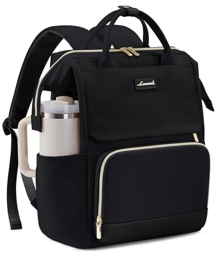 LOVEVOOK Laptop Backpack Womens, 15.6 inch Rucksack Bag for Ladies With Carrier Pocket for Large Cup, Hand Luggage Travel Backpack Waterproof College School Bag Casual Daypacks for Work Business Uni
