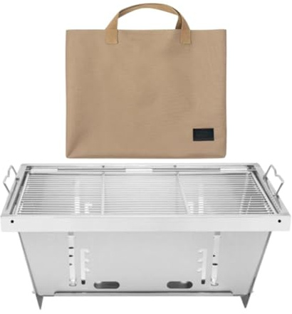 Vilgftyiet Outdoor Folding Stainless Steel BBQ Grill for IGT Tables, Tabletop Charcoal Grill with 6-Sided Ventilation, Compact Portable Camping Grill for Camping Hiking and Backyard Use