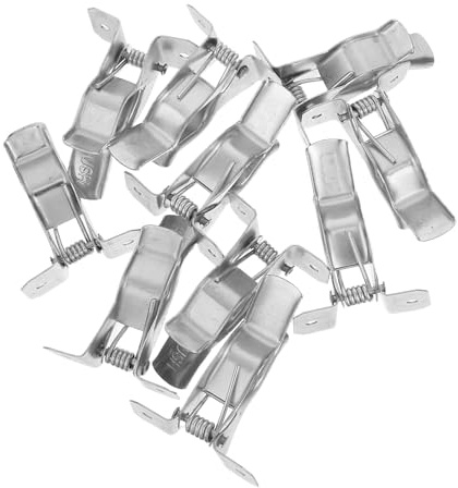 SHINEOFI 10 Clips Metálicos de Resorte para Colgar en Pared, Ganchos Organizadores para Escobas y Trapeadores, Abrazaderas Bulldog Resistentes para Garaje, Lavandería y Almacenamiento