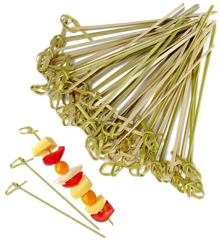100 Pcs Bamboo Cocktail Sticks,Cocktail Accessories,Cocktail Picks,(12cm/4.7inch) Toopthicks for Appetizers, Natural Bamboo Knot Skewers, Mini Food Sticks, Fancy Tooth Picks forDrinks,Fruit