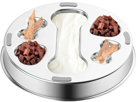 Stainless Steel Non Slip Reversible Slow Feeder Bowl | Feeding Bowl with Feeding Brake for Puppies, Cats & Small Animals for Small Medium Breeds Training Activity Camping
