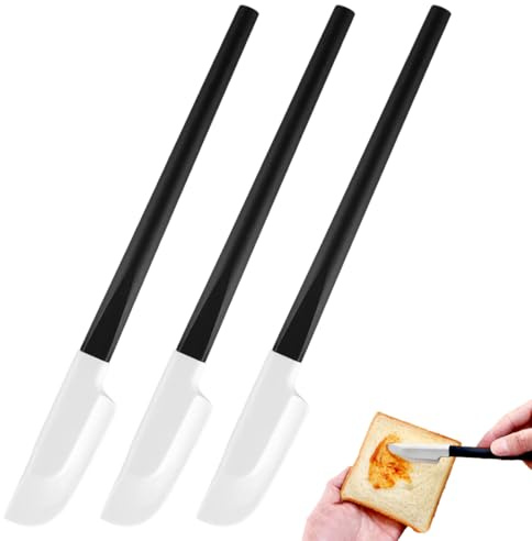 UYVPAER 3 Pièces Spatule Cuisine Silicone Petite Spatule Avec Manche En Bois Noir Pour Pâtisserie Crème Gâteau