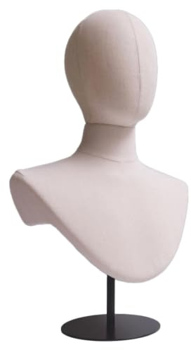 QSTDGVPW Soporte Ajustable de Exhibición Expositor de Bustos con Cabeza para Collares y Pendientes Mannequín con Base Metálica Adecuado para Vitrinas Tiendas , Negro