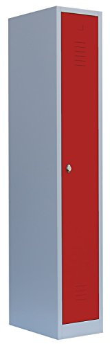 Lüllmann Stahl-Kleiderspind Spindschrank 180x31,5x50cm grau/rot | komplett montiert, 510114