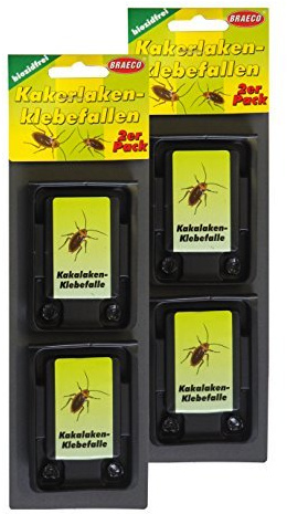 Preisjubel 4 x Kakerlaken-Klebefallen, Ungeziefer-Falle, Insektenfalle, Köderdose