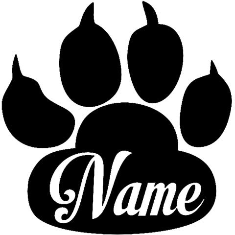 HR-WERBEDESIGN Wunschname Pfote, Dog, Cat, Katzenpfote Hundepfote mit Namen Aufkleber Sticker