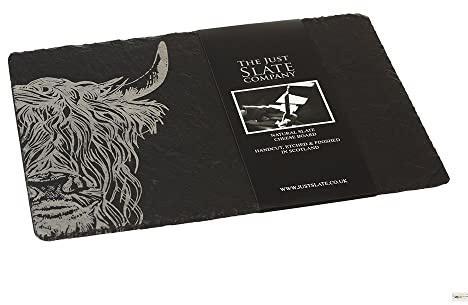 Just Slate JS/CB/R/HC - Tabla de queso de vaca Highland, color negro, 35 x 25 cm
