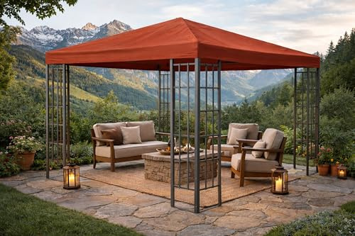 QUICK STAR Rank Pavillon 3x3m Metall Garten Partyzelt Terra