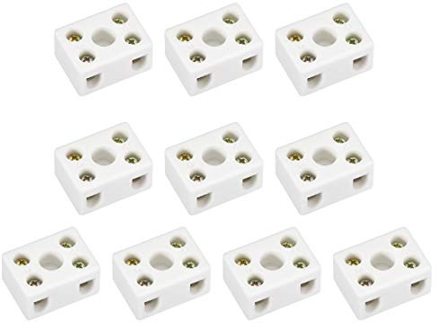 sourcing map 2-Wege-Keramikklemmenblöcke, Porzellan-Keramikstecker für elektrische Leitungen, 10 Stück