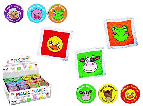 12er Set Magisches Zauber-Handtuch Farmtiere Waschlappen Kinder-Geburtstag Mitgebsel Tier-Geschenk-Idee Party Gewinn Spiel Give-aways Goodies (12er Set)