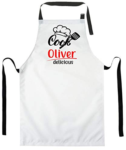 Ferocity Personalisierter Kinderschürze Jugend Malschürze Kunstkittel Kochschürze Apron Teenageralter Werkschürze mit einem motiv Kochen Sie lecker mit Name [074]