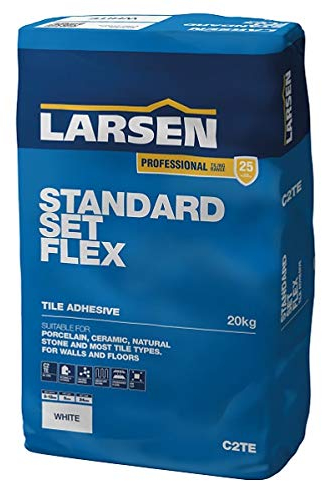 Nassboards – Larsen Pro Standard Set Flex – Wall & Floor Tile Adhesive – Indoor & Outdoor Approved – 20 Kg Flexible Porcelain Tile Adhesive - Frost Resistant & Durable