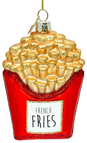 SIKORA Pommes Frites besondere Weihnachtskugel Glas Christbaumschmuck Deko Figur Weihnachten Anhänger Ornament - Trend Line - BS481
