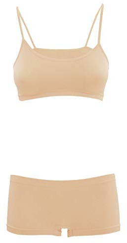 Toocool - Completo Intimo Bambina Danza Brassiere Reggiseno Pantaloncini LO-TZ078 [12/14,Beige]