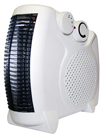 Prima Homeware New White Portable Fan Heater Adjustable Thermostat Hot Air Fan Overheat Protection 2 Heat Settings 1000-2000w for Indoor Outdoor caravan Small Fan Heater Home Office Caravan