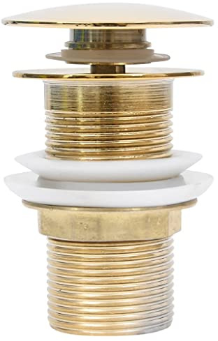 vidaXL Drain à Poussoir sans Débordement Bouchon de Vidange Drain d'Evier Drain de Lavabo Salle de Bain Maison Doré 6,4x6,4x9,1 cm