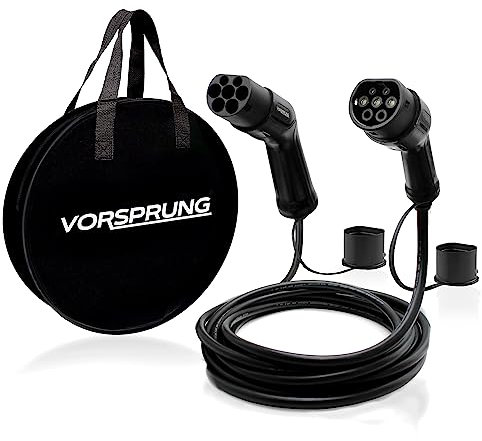 VORSPRUNG® Rapid EV Charging Cable, Type 2 T2 Charging 12M – 12 metre, 32 amp, 7.68kW EV Car Charging Cable, Technology, Fast Electric Vehicle Charging Cable - with Free Carry Bag (UK Seller)
