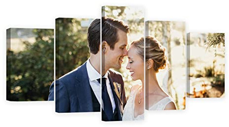 CCWACPP Benutzerdefinierte 5 teilige Wandbilder personalisierte Leinwanddrucke mit Ihren Fotos individuelle Poster Geschenke fertig zum Aufhängen 200x100 cm