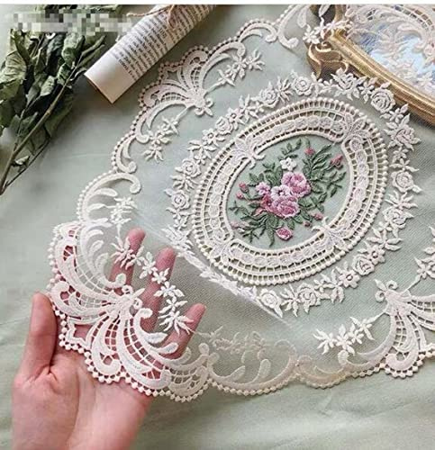 6Pack Retro Lace Placemats, French Crochet Doilies, Handmade Embroidered Table Mats, 12x16-in Beige Place Mats Cup Mat
