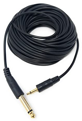 DRUT 15m 3.5mm MONO Jack to 6.35mm MONO Jack Audio Cable 50ft, Male to Male | Plug, TS Coax, Lead, Gold Flashed Ends