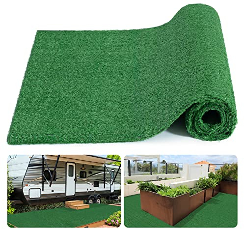 1x4m Army Green Artificial Grass Turf with Natural Looking, 10mm Super Dense Synthetic Fake Grass Rug Mat for Pet Porch Indoor Outdoor Greenery Garden Terrace Playground-Get Your Dream Lawn Now