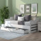 BTM Daybed, Trundle and Drawer, Cabin Bed, SIngle Guest Bed Sofa Bed, Pull out Trundle and Storage Drawer for Living Room and Bedroom - (3') 90 x190 cm - White