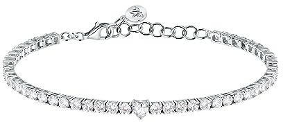 Morellato Bracciale Donna in Argento 925‰, Zirconi, Collezione Tesori, Cuore, Tennis - SAIW166