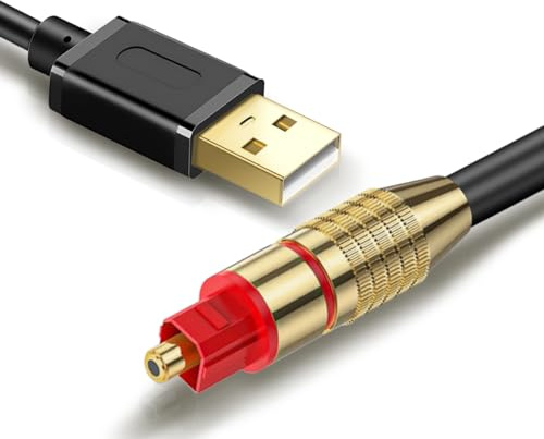 Tackston USB to Optical Audio Adapter, PC to SPDIF Sound Card Optical Output Compatible with Windows macOS Laptop Computer, Not for TV, One Way Signal Only from USB to Toslink, Not support 5.1 Channel