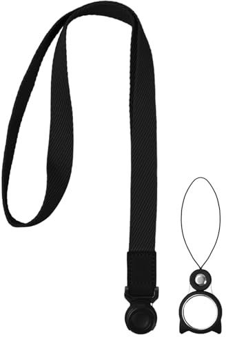 HoaaiGo Tour de Cou Telephone Portable, Cordon Dragonne de Smartphone Collier de Longe, Lanière Universelle Amovible pour Étuis de Téléphone Porte Clés Appareils Photo (Noir)