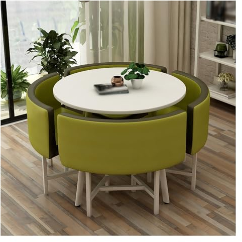 Rezeption Tisch Und Stuhl Kombination,Esstisch-Set,Besprechungstisch Mit Stühlen,Verhandlungstisch Meetings Kleine Runde Tische,Rund Esstisch Mit 4 Stühlen,for Esszimmer,Küche,Wohnzimmer (Color : Gre