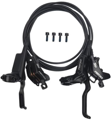MIRODO Hydraulisches Scheibenbremsen-Set Für Mountainbikes Rechts Vorne 950mm Links Hinten 1800mm Scheibenbremsen-Set Hydraulische 4-Kolben-Bremse Mit Bremshebeln & Bremssätteln Aus Alu-Legierung