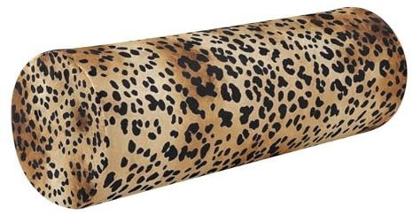 GOODOLD Leopard Print Neck Roll Pillow Ultra Soft Bolster Round Pillow with Memory Foam & Removable Cover for Knees and Neck Support During Sleep