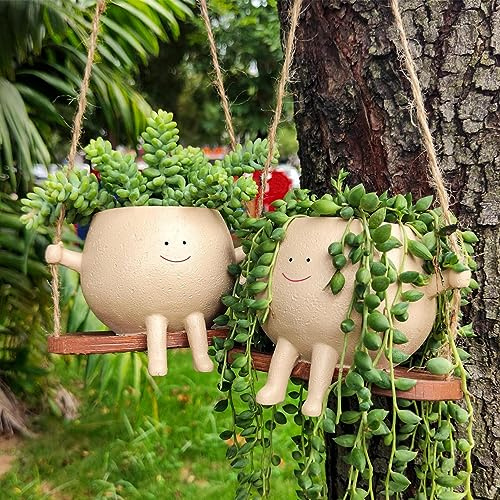 Ahuuen Fioriera da Appendere al Muro | Fioriera A Testa Pendente Vaso | Vaso per Piante in Resina | Vaso da Fiori con Design Unico del Volto | Decorazione per Vaso per Piante da Interno Ed Esterno