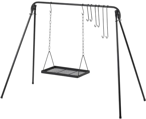 Altalena per barbecue BBQ-Toro | 10 pezzi | sostegno per barbecue con 8 ganci, altalena per fuoco | barbecue girevole, pozzo del fuoco | piastra per grigliare regolabile in altezza