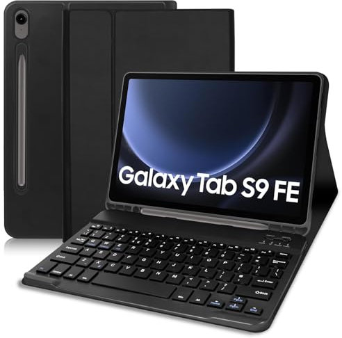 Keyboard Case for Samsung Galaxy Tab S10 Lite/S10 FE 2025/S9 FE 2023/ S9 2023-UK Layout Bluetooth Detachable Wireless Keyboard for Tab S10 Lite/S10 FE/S9 FE/S9(10.9''/11'')-Black