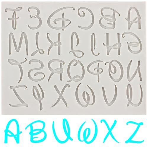MINFEIDMS Stampo in silicone a forma di lettere dell'alfabeto, stampo per fondente, lettere maiuscole, cioccolato, per decorare torte di zucchero, cupcake, pasta di gomma, caramelle, argilla