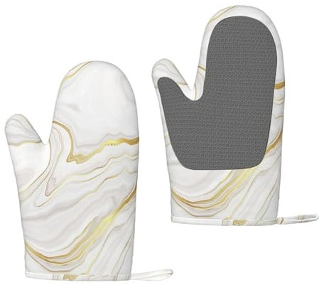 Marmor weiß, Silikon-Ofenhandschuhe, rutschfeste Kochhandschuhe, hitzebeständige Backhandschuhe, EIN Paar