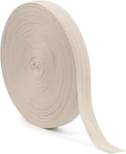 Köperband gerades Band Einfassband Baumwolle Bänder (natur- 15mm Breit, 50 Meter)